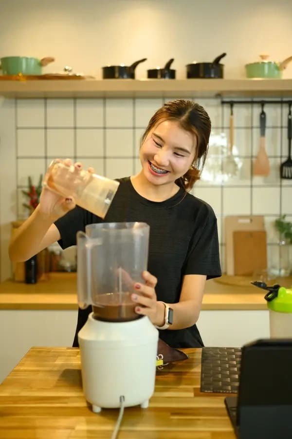 Lady making shake